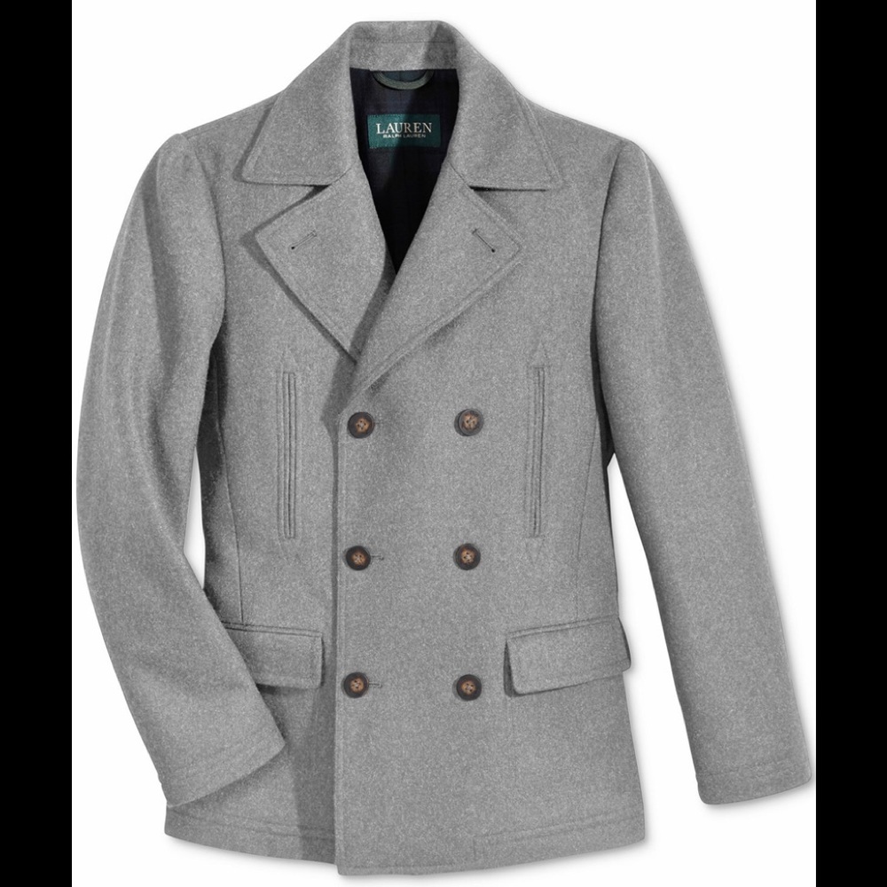 NWT Lauren Ralph Lauren Big Boys Pea Coat Grey
